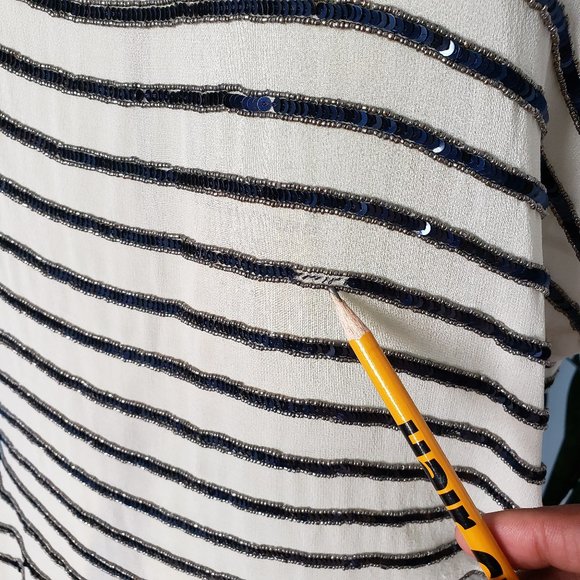 Joie "Jaden" Striped Sequin Top/Sz Small - Picture 5 of 10